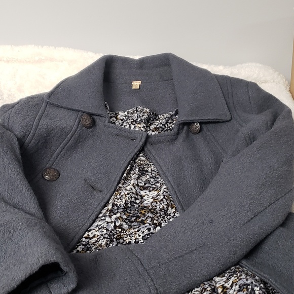 Free People Peplum Button Down Textured Wool Coat - Picture 2 of 7